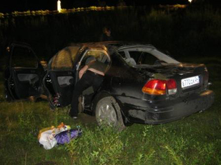 В Хакасии в ДТП опрокинулась иномарка с пассажирами
